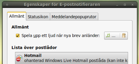 Felmeddelande för Hotmail.